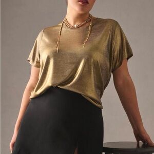 Anthropologie Porridge Gold Metallic Tee